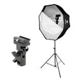 Kit Softbox Octa 80cm Greika Flash Speedlite E Tripé 2m