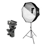 Kit Softbox Octa 80cm Para Flash Speedlite E Tripé 2m Greika