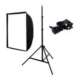 Kit Softbox Sombrinha 60x60cm P/ Flash Foto Estúdio Externa