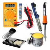 Kit Solda Ferro Multímetro Tubetes Sugador Suporte Pasta 127v 40w