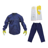 Kit Solda Soldador Blusão E Calça Em Brim Gg E Luva Forrada