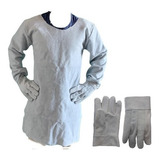 Kit Soldador Avental Barbeiro 120 Couro Raspa + Luva Epi
