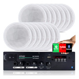 Kit Som Ambiente 300w Bluetooth + 14 Caixas Gesso Brancas