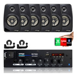 Kit Som Ambiente 500 Watts Bluetooth 6 Caixas Parede Preta