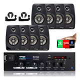 Kit Som Ambiente 500 Watts Bluetooth + 8 Caixas Parede Preta