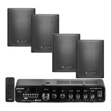 Kit Som Ambiente Amplificador Bluetooth + 4 Caixas Acústicas