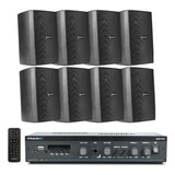 Kit Som Ambiente Amplificador Frahm Bluetooth + 8 Caixas Pt.