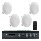 Kit Som Ambiente Slim 1000 G5 Frahm + 04 Arandelas Redonda