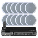 Kit Som Ambiente Teto Gesso Embutir Frahm + 12 Arandelas Jbl