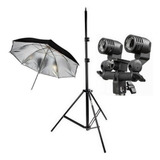 Kit Sombrinha Refletora + Soquete E27 Duplo Foto Iluminaçao