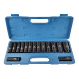 Kit Soquete De Impacto Corneta Cr-mo 1/2 Longo 10-27mm 15pçs