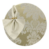 Kit Sousplat Completo Mesa Posta Jacquard Medalhão 4 Lugares