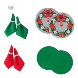 Kit Sousplat Supla Natal 12 Lugares Mesa Posta 36 Peças 