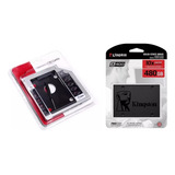 Kit Ssd 480gb Kingston A400 Sata Iii Sa400s37/480g Velocidade Leitura 500mb/s + Adaptador Caddy 12.7mm Para Notebook Cor Preto