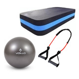 Kit Step Academia + Bola Pilates Yoga 25cm + Elastico Treino