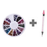 Kit Strass Nail Art Pedras Decoração + Caneta Pega Strass