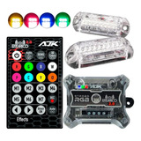 Kit Strobo Ajk Rgb Led 2 Faróis 7 Cores Controle Remoto Ir