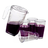 Kit Suco C/ Jarra 2l + 4 Copos 400ml Cristal Acrílico