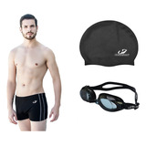 Kit Sunga Boxer Natação Hammerhead + Touca + Óculos