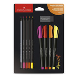 Kit Super Soft Cores Quentes: Lápis De Cor E Canetas Brush