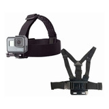 Kit Suporte Cabeça E Peito Para Gopro Cameras Ação Peitoral 