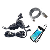 Kit Suporte Celular Motocicleta Com Carregador