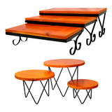Kit Suporte Para Doces Salgados De Mesa Em Ferro Envernizada