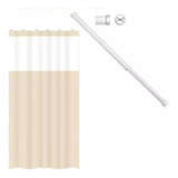Kit Suporte Varão Banheiro 90 Até 140 + Cortina Box Bege