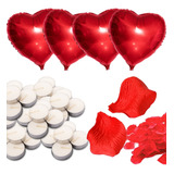Kit Surpresa Romântica 200 Pétalas 8 Velas 1 Balão Coração