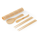 Kit Sushi Bambu 1 Tapete, 2 Pares De Hashi, 1 Colher, 1 Faca
