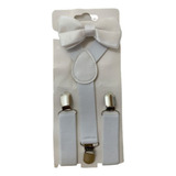 Kit Suspensório E Gravata Borboleta Branco Infantil