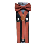 Kit Suspensório E Gravata Borboleta Terracota Infantil