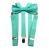 Kit Suspensório + Gravata Borboleta Adulto Verde Tifanny