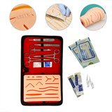 Kit Sutura Avançado Simulador Treino Pele Silicone + Estojo