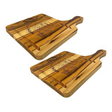 Kit Tábuas Hamburguer 2 Peças Rústicas Madeira Teka Superior