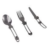 Kit Talher Camping Acampamento Dobrável Articulado 4 Peças