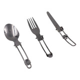 Kit Talher Camping Acampamento Dobrável Articulado 4 Peças