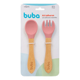 Kit Talher De Silicone Bambu Garfo Colher De Bebe Buba