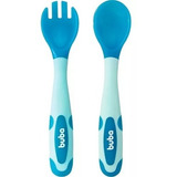 Kit Talher Flexível E Termossensível Colher Garfo Bebê Buba