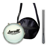 Kit Tamborim Pele Leitosa Torelli Bco, Bag E Baqueta Tripla