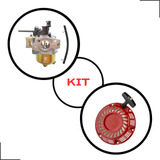 Kit Tampa Partida + Carburador Motor Rabeta Barco 5,5/6,5 Hp