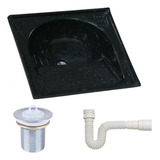 Kit Tanque Simples Sintetico 60x60cm Rorato Cores Completo Cor Preto