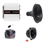Kit Taramps Ts 400x4 + Driver Tweeter Corneta Capacitor