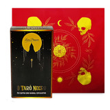 Kit Tarô Toalha Brilho Vermelho/dourado E Grande Taro Negro