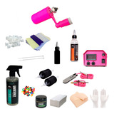 Kit Tattoo C/ Máquina Rosa Rotativa Profissional De Tatuagem
