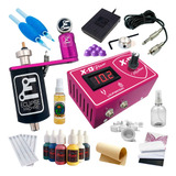Kit Tatuagem Máquina Rotativa Eclipse Tattoo Rosa Completo