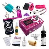 Kit Tatuagem Rotativa Rosa Eclipse Tattoo C/ Electric Ink 