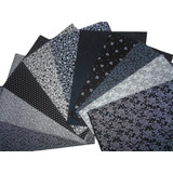 Kit Tecido Tricoline Algodão Preto 10 Corte 35x50cm - K10pt