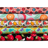 Kit Tecido Tricoline Frutas 5 Estampas 40x75cm 