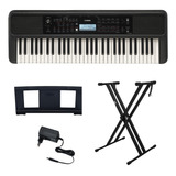 Kit Teclado Arranjador Yamaha 61 Teclas Psr E383 Com Suporte Cor Preto 110v/220v